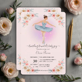 Blommigt Twirling Ballerina Watercolor Baby Shower Inbjudningar