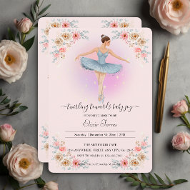 Blommigt Twirling Ballerina Watercolor Baby Shower Inbjudningar