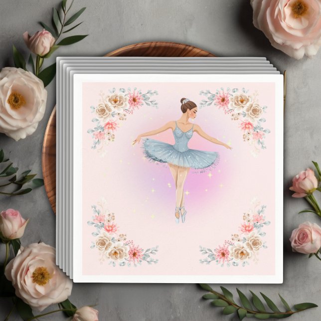 Blommigt Twirling Ballerina Watercolor Baby Shower Pappersservett (Skapare uppladdad)
