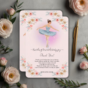 Blommigt Twirling Ballerina Watercolor Baby Shower Tack Kort