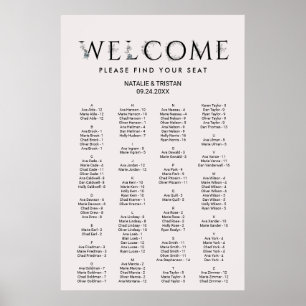 Blommigt Typografi - alfabetiskt sittningsschema Poster