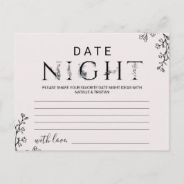 Blommigt Typografi Datum Nattjokort Vykort