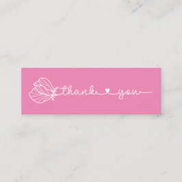 Blommigt Typografi Enkel Rosa Minimal Tack Mini Visitkort