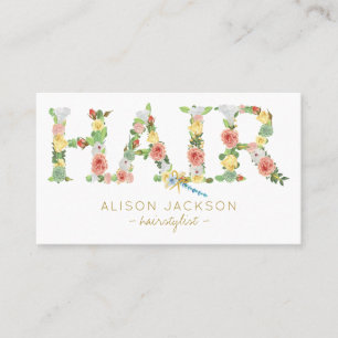 Blommigt typografi hårstylist hårsalon visitkort
