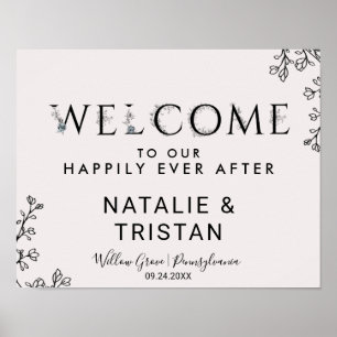 Blommigt Typografi Välkommen Bröllop Poster