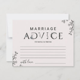 Blommigt Typography Giftermål Advice-kort Rådkort