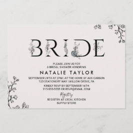 Blommigt Typography-Möhippa Inbjudningar