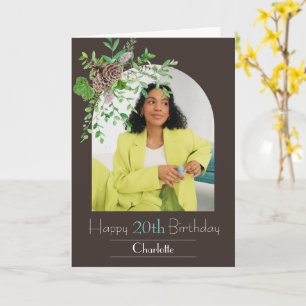 Blommigt U-formfotoanpassning anpassa Birthday häl Kort