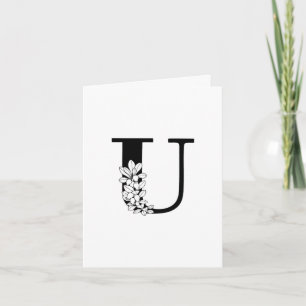 Blommigt U Monogram på vitanteckningskort Anteckningskort