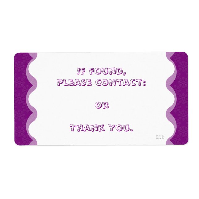 Blommigt U Plocka Färg/Borttappad och hittat perso Fraktsedel (Framsidan)