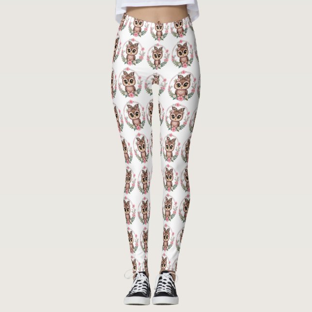 Blommigt Uggla Princess Leggings (Framsida)