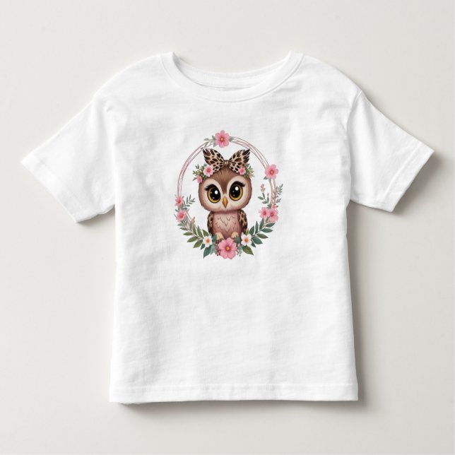Blommigt Uggla Princess T Shirt (Framsida)