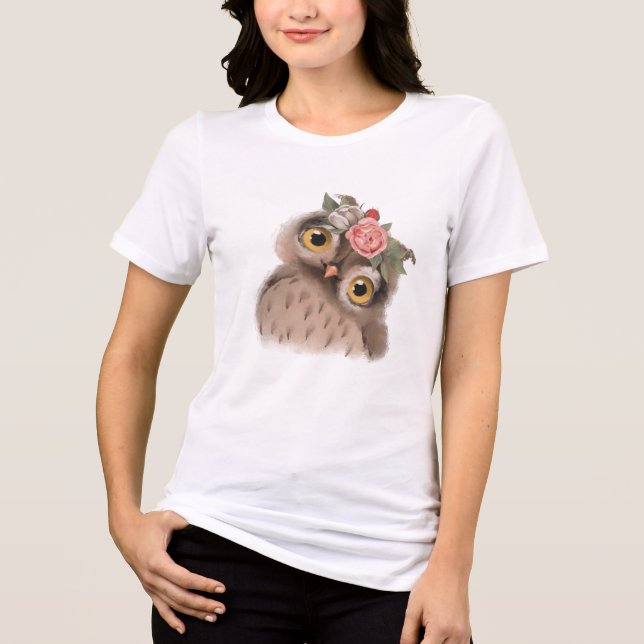Blommigt Uggla T Shirt (Framsida)