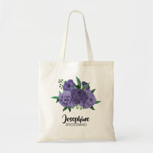 Blommigt Ultra Violet Lila Bridesmaid Tote Bag Tygkasse