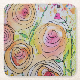 Blommigt Underlägg Papper Kvadrat