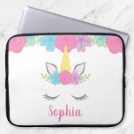 Blommigt Unicorn Ansikte Personlig bärbar dator Laptop Fodral<br><div class="desc">Denna förtjusande laptop sleeve är en underbar gåva till en flicka. Anpassa enkelt till namn för att ge en anpassningsbar till kärlek!</div>