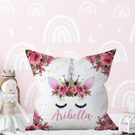 Blommigt Unicorn Ansikte Reversible Pillow Kudde