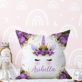 Blommigt Unicorn Ansikte Reversible Pillow Kudde