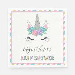 Blommigt Unicorn Baby Shower Pappersservett