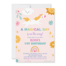 Blommigt Unicorn Birthday-inbjudningar
