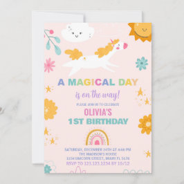 Blommigt Unicorn Birthday-inbjudningar Inbjudningar