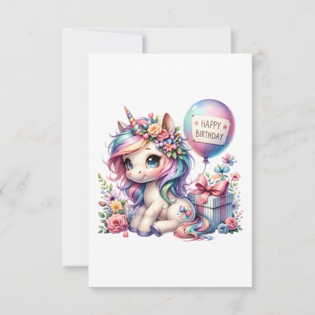 Blommigt Unicorn Birthday Joy (Framsida)