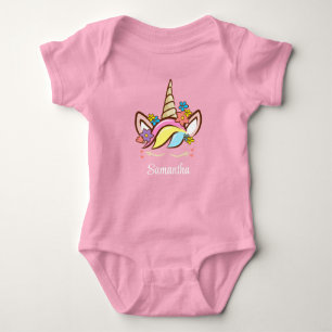 Blommigt Unicorn Colorful Girl Namn T Shirt