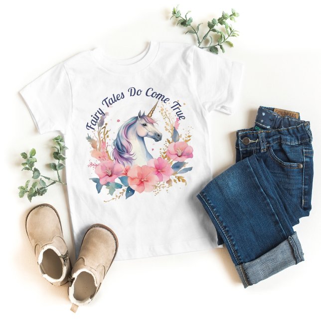 Blommigt Unicorn Fairy Tale T Shirt (Skapare uppladdad)