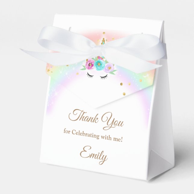 Blommigt Unicorn-favoritpåsar Presentaskar (Framsidan Sidan)