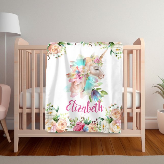 Blommigt Unicorn Girl's Blanket Fleecefilt (Skapare uppladdad)