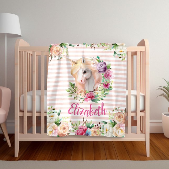 Blommigt Unicorn Girl's Blanket Fleecefilt (Skapare uppladdad)