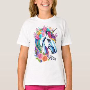 Blommigt Unicorn Kids Shirt - Whimsical Tee