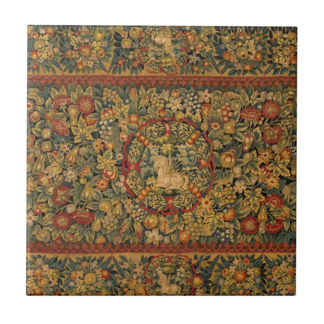 Blommigt Unicorn Motif Kakelplatta (Framsidan)