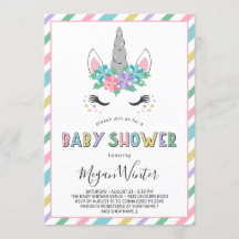 Blommigt Unicorn Pastel Baby Shower