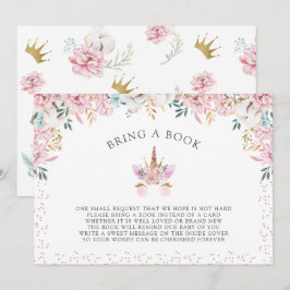 Blommigt Unicorn Princess Ta med Bok Inbjudningar