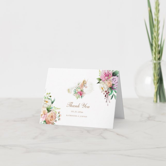 blommigt Unicorn-tack Tack Kort (Framsida)