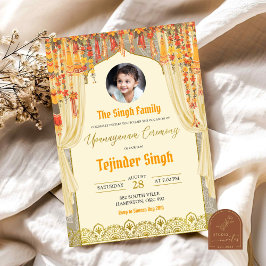 Blommigt Upanayanam Indian Boy Janoi Ceremony Inbjudningar