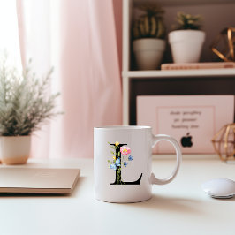 Blommigt Ursprungligt monogram L Mugg