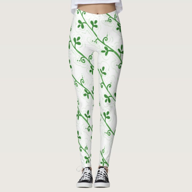 Blommigt utan genomskinlighet Mönster Leggings (Framsida)