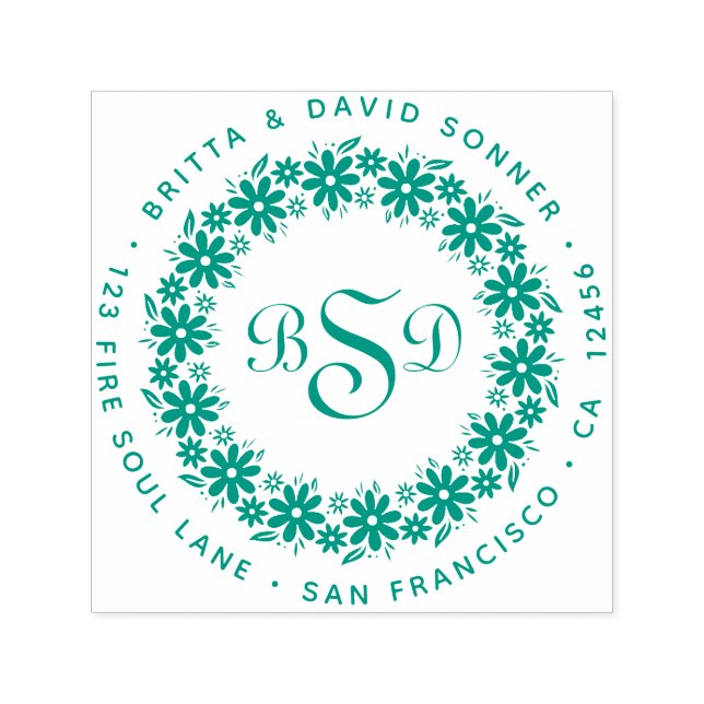 Blommigt Utandning 3 Monogram - Returadress Självfärgande Stämpel (Design)