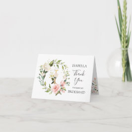 Blommigt Utandning Bridesmaid monogram brev I Tack Kort