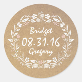Blommigt Utandning Cute Vintage bröllop Stickers Runt Klistermärke