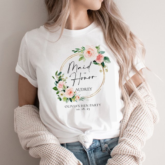  Blommigt Utandning Maid of honor Personlig T Shirt (Skapare uppladdad)