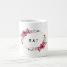 Blommigt Utandning med Bride & Groom Initialer ins