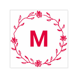 ♥ Blommigt Utandning Monogram ♥ Elegant Självfärgande Stämpel