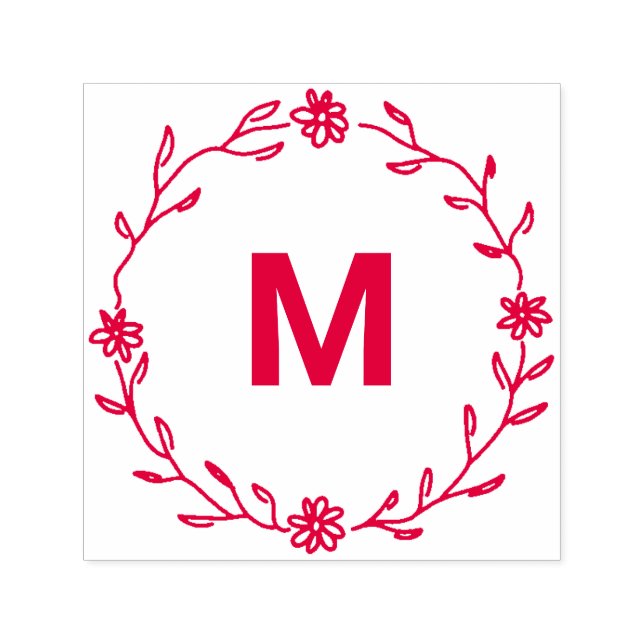 ♥ Blommigt Utandning Monogram ♥ Elegant Självfärgande Stämpel (Design)