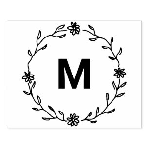 ♥ Blommigt Utandning Monogram ♥ Elegant Stämpel