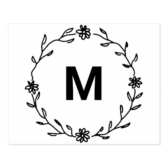 ♥ Blommigt Utandning Monogram ♥ Elegant Stämpel (Tryck)