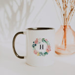 Blommigt Utandning Monogram Kaffe Mugg<br><div class="desc">Utformning av trendigets personlig. Mugg är perfektens gåva. Lägg till anpassningsbarnas ordalydelse i den här designen genom att använda rutorna "Redigera den här designmallen" på objektets höger eller klicka på den blå "Anpassa den" om du vill ordna texten, ändra typsnitt och färg och även lägga till ytterligare information om bilder...</div>