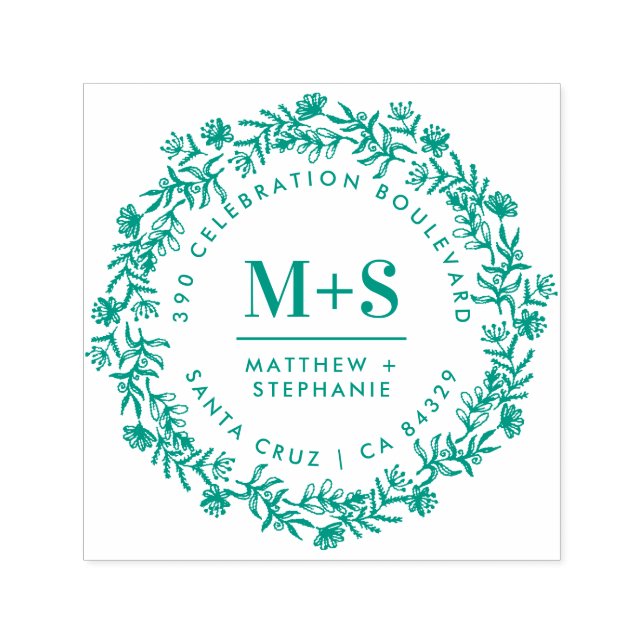 Blommigt Utandning Nyligen Weed Initialer Returadr Självfärgande Stämpel (Design)